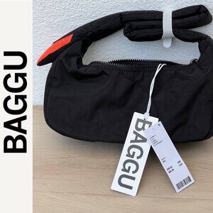 NWT BAGGU Black Swan Bag / Shoulder Bag / Machine Washable Recycled Nylon